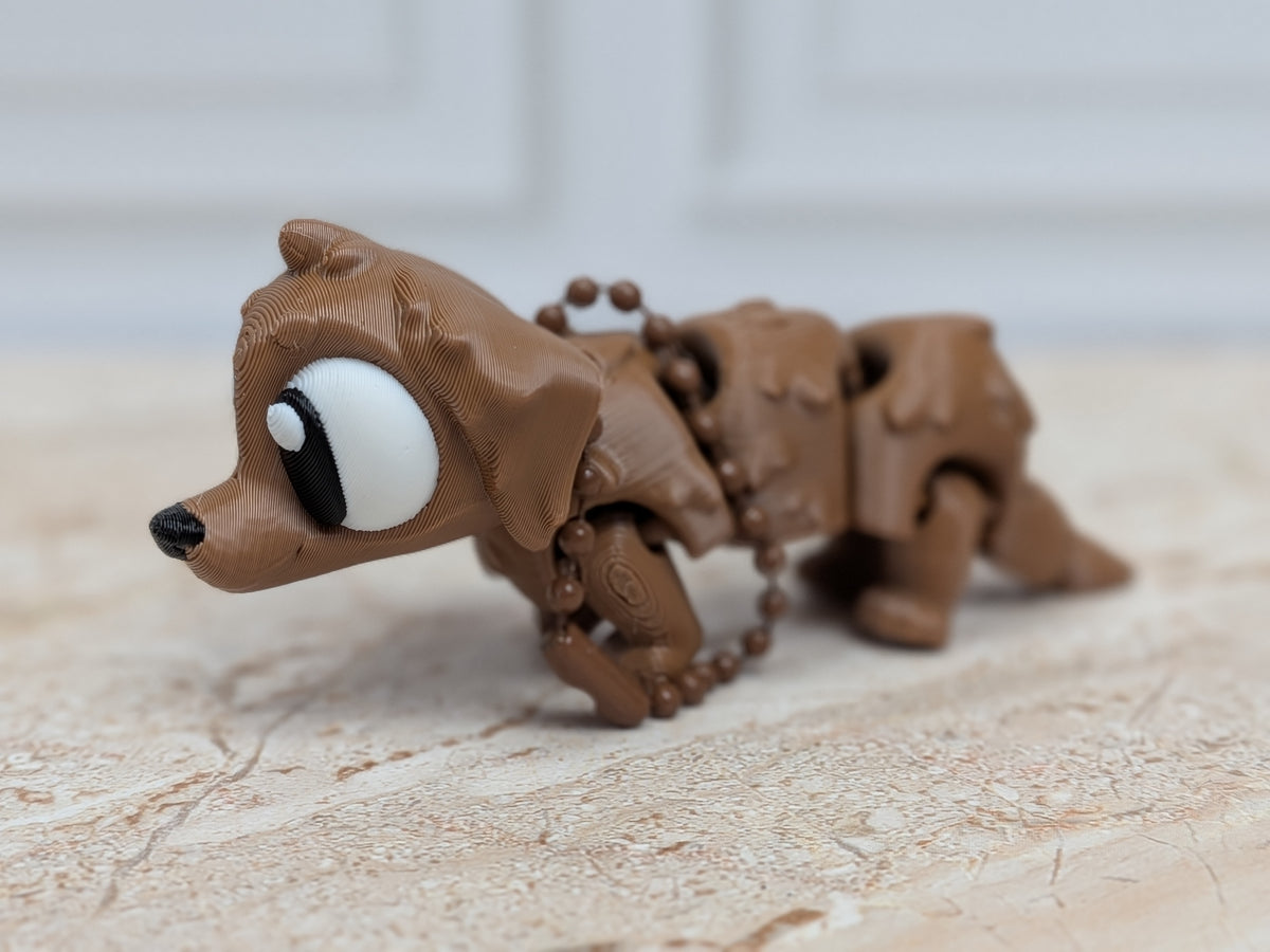 Flexi Dachshund Keychain Buddy 3D Printed Articulated Weiner Dog Desk Pet Bag Charm