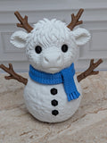 4" Snowcow Highland Cow Figurine 3D Printed Snowman Christmas Tiered Tray Decor