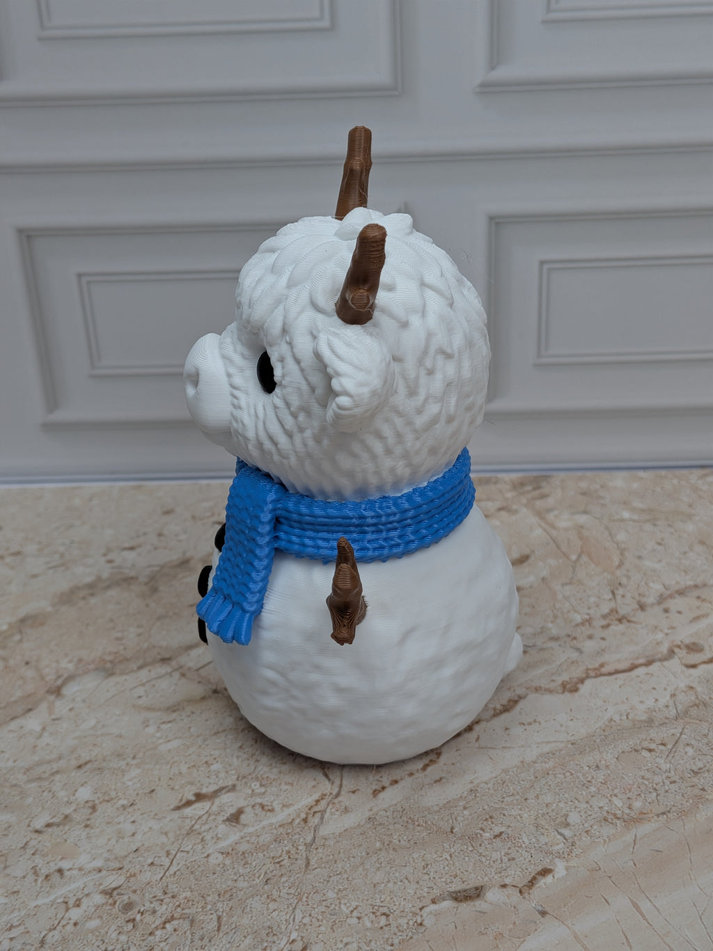 4" Snowcow Highland Cow Figurine 3D Printed Snowman Christmas Tiered Tray Decor