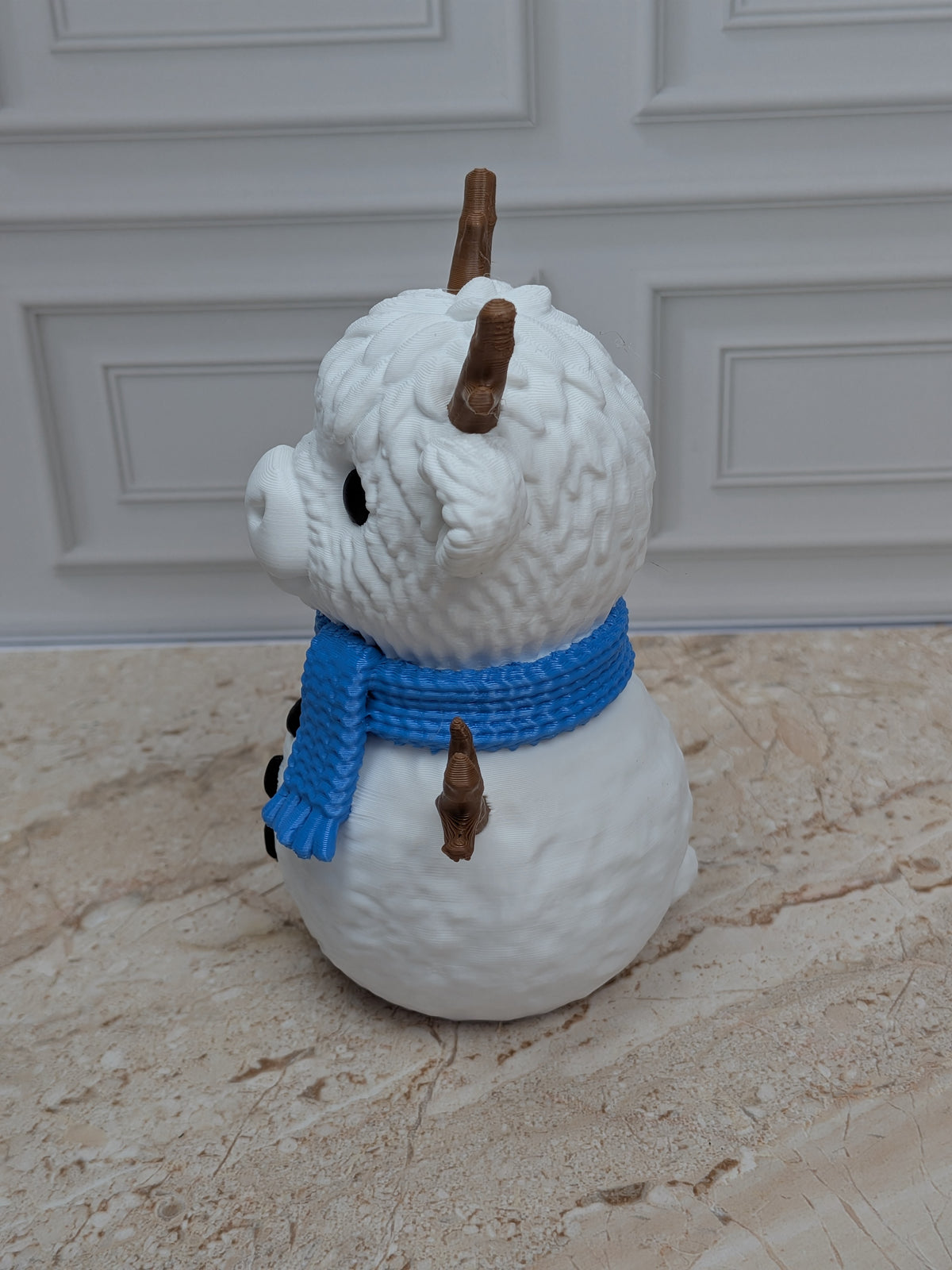4" Snowcow Highland Cow Figurine 3D Printed Snowman Christmas Tiered Tray Decor
