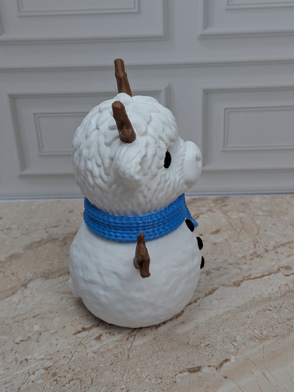 4" Snowcow Highland Cow Figurine 3D Printed Snowman Christmas Tiered Tray Decor