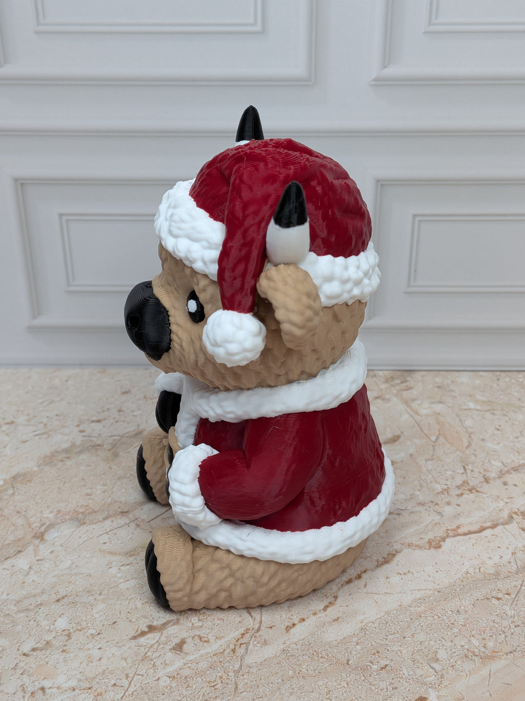 4" Santa Highland Cow Figurine 3D Printed Santa Cow Christmas Tiered Tray Decor