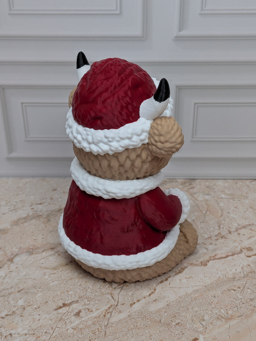 4" Santa Highland Cow Figurine 3D Printed Santa Cow Christmas Tiered Tray Decor