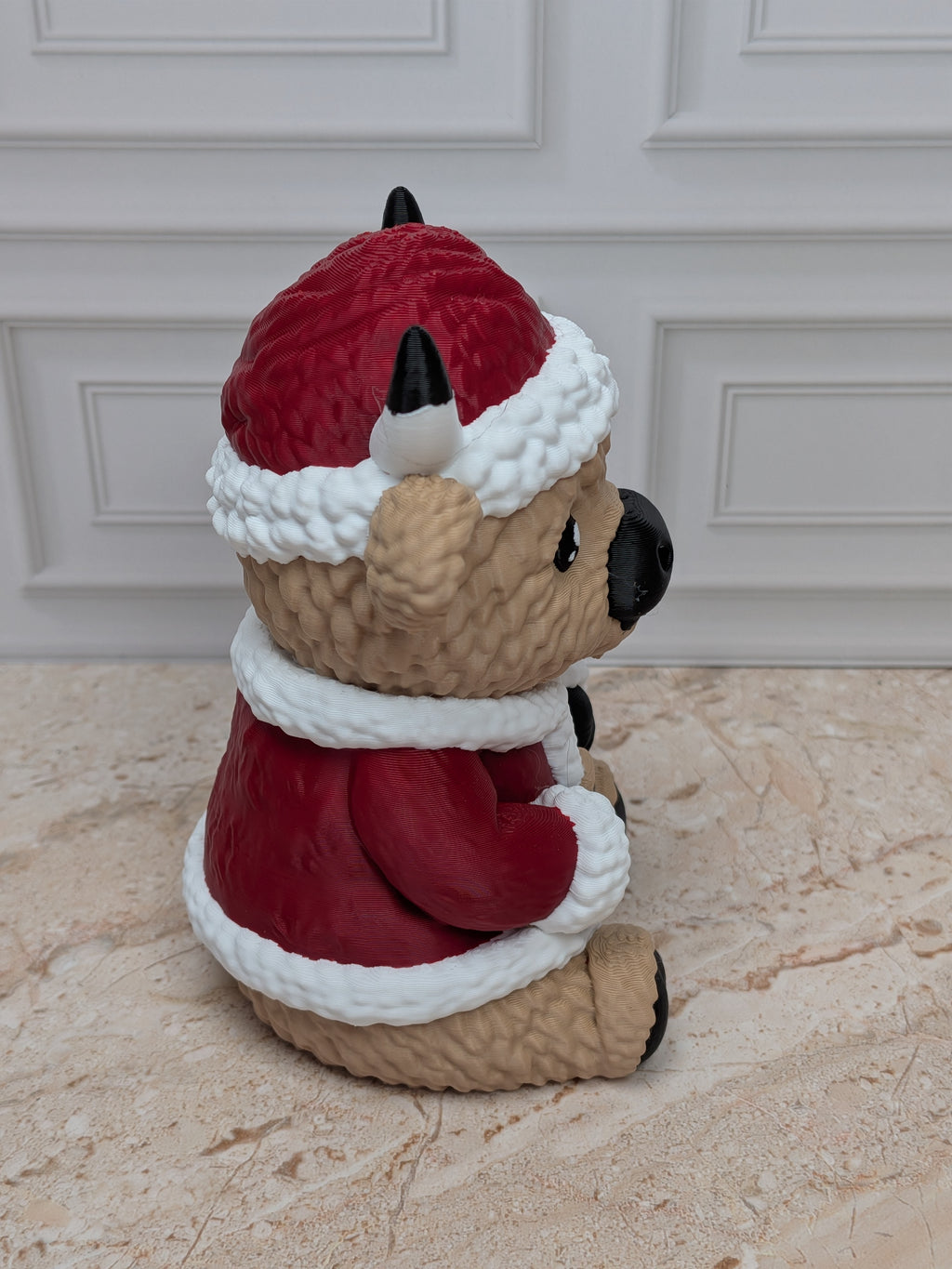 4" Santa Highland Cow Figurine 3D Printed Santa Cow Christmas Tiered Tray Decor