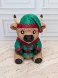 4" Elf Highland Cow Figurine 3D Printed Christmas Tiered Tray Decor