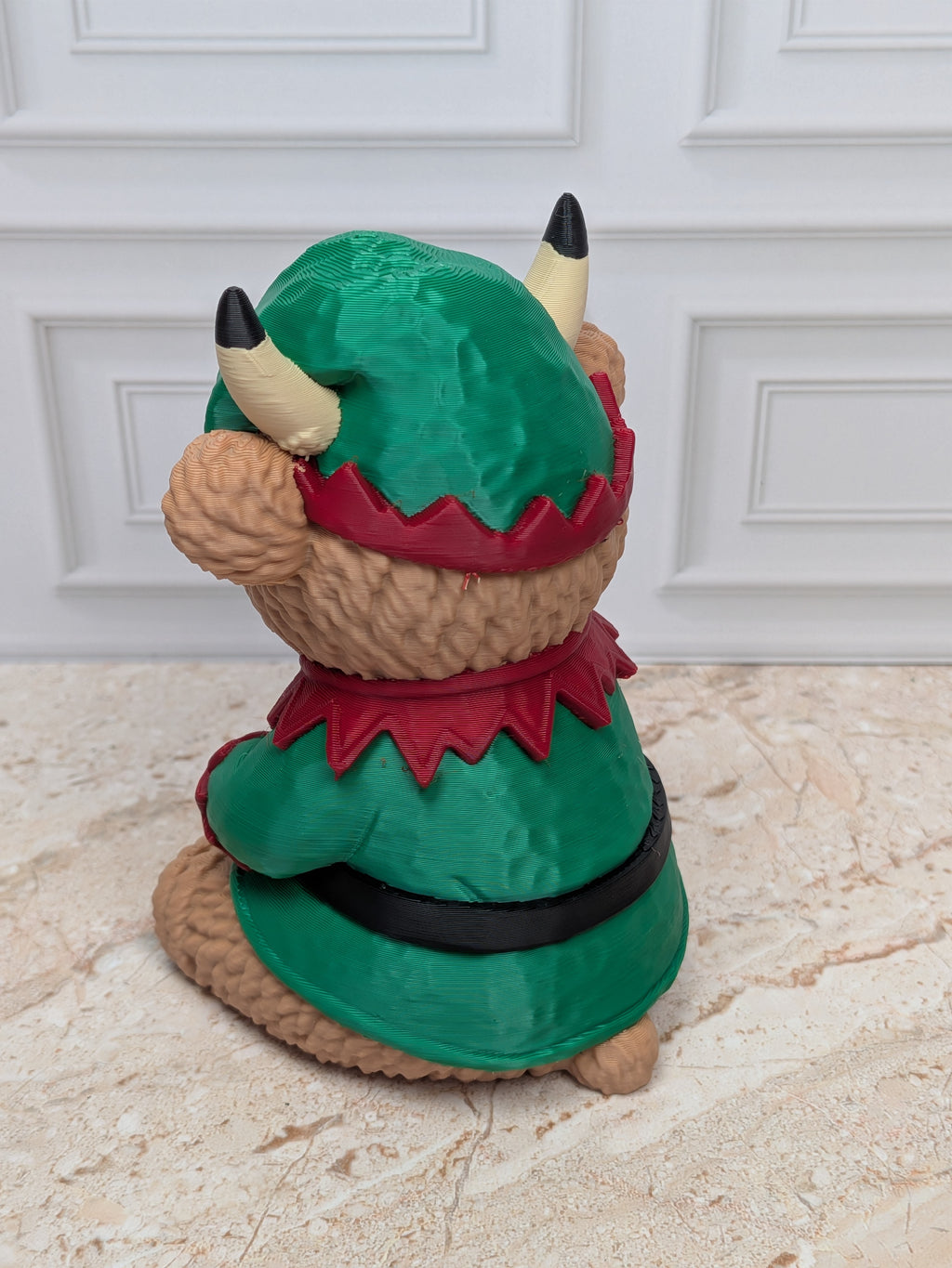 4" Elf Highland Cow Figurine 3D Printed Christmas Tiered Tray Decor