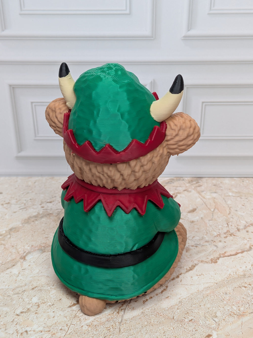 4" Elf Highland Cow Figurine 3D Printed Christmas Tiered Tray Decor