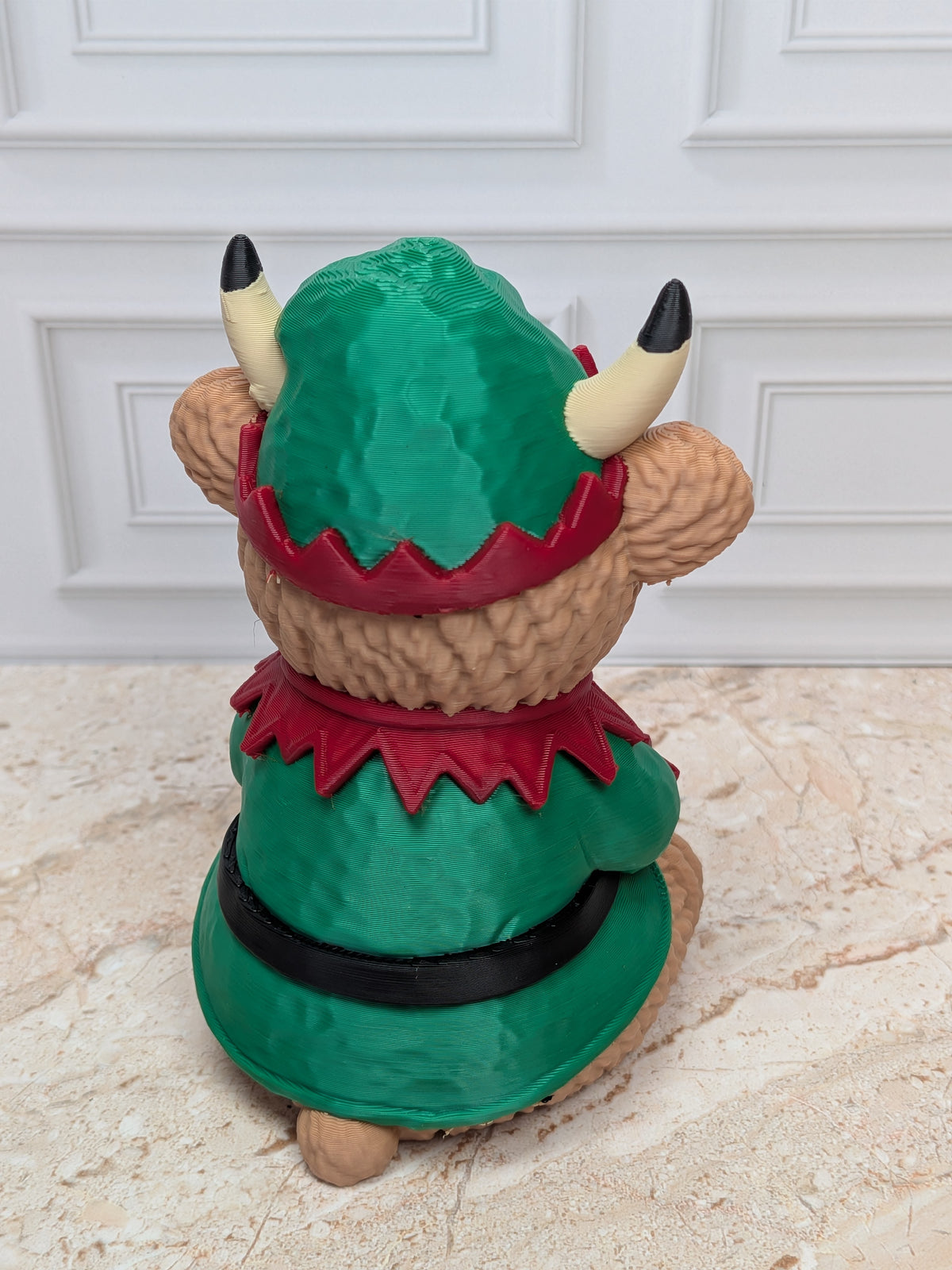 4" Elf Highland Cow Figurine 3D Printed Christmas Tiered Tray Decor