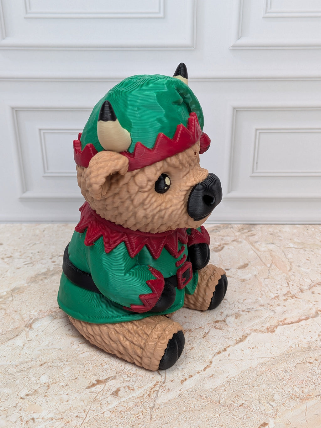 4" Elf Highland Cow Figurine 3D Printed Christmas Tiered Tray Decor