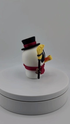 Snowblob with Broom & Pipe – Winter Decor (3.25" Tall)