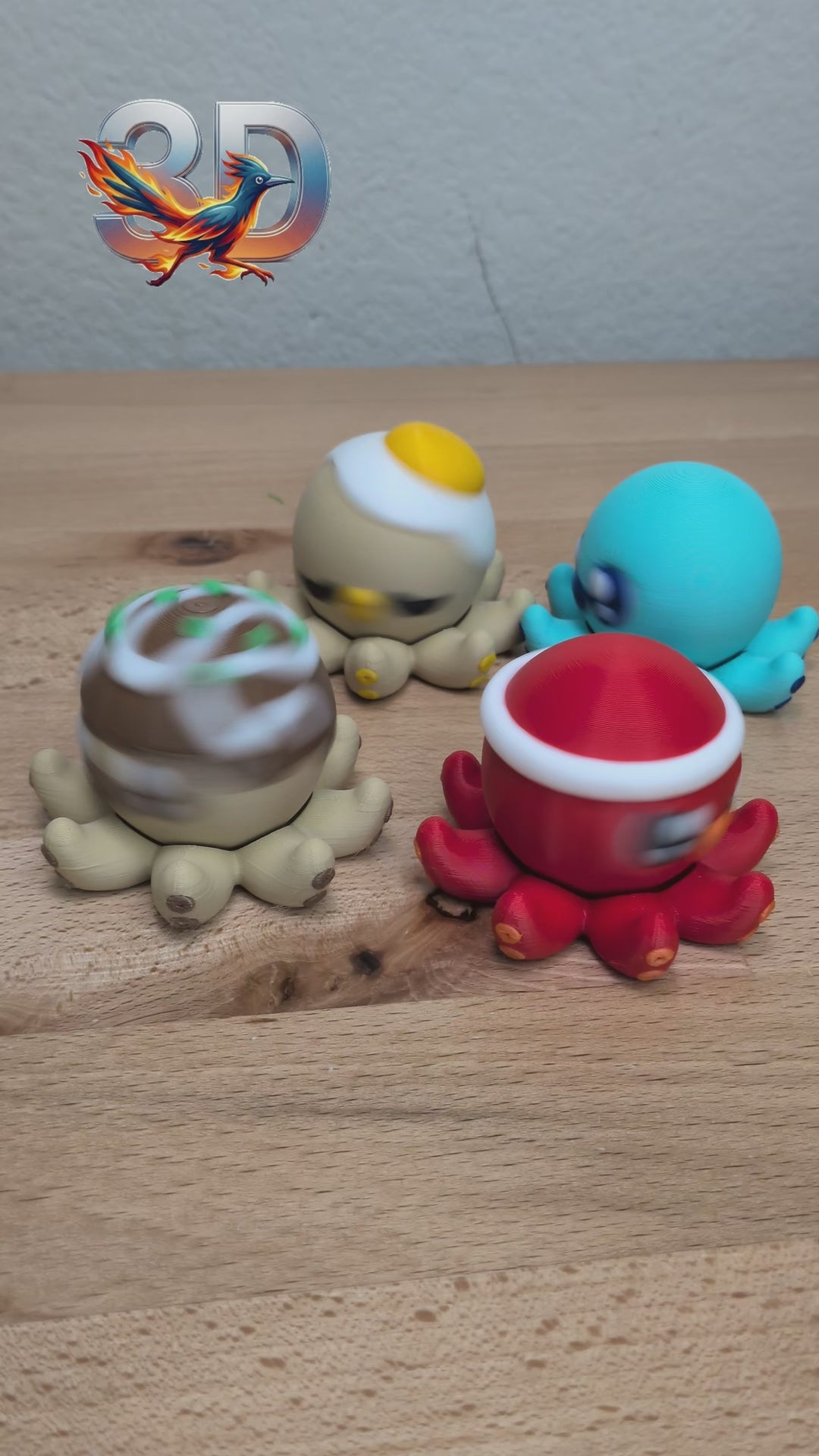 2.5" Spinning Octopus Fidget Toy Cute Ball Bearing Desk Spinner Multi-Color