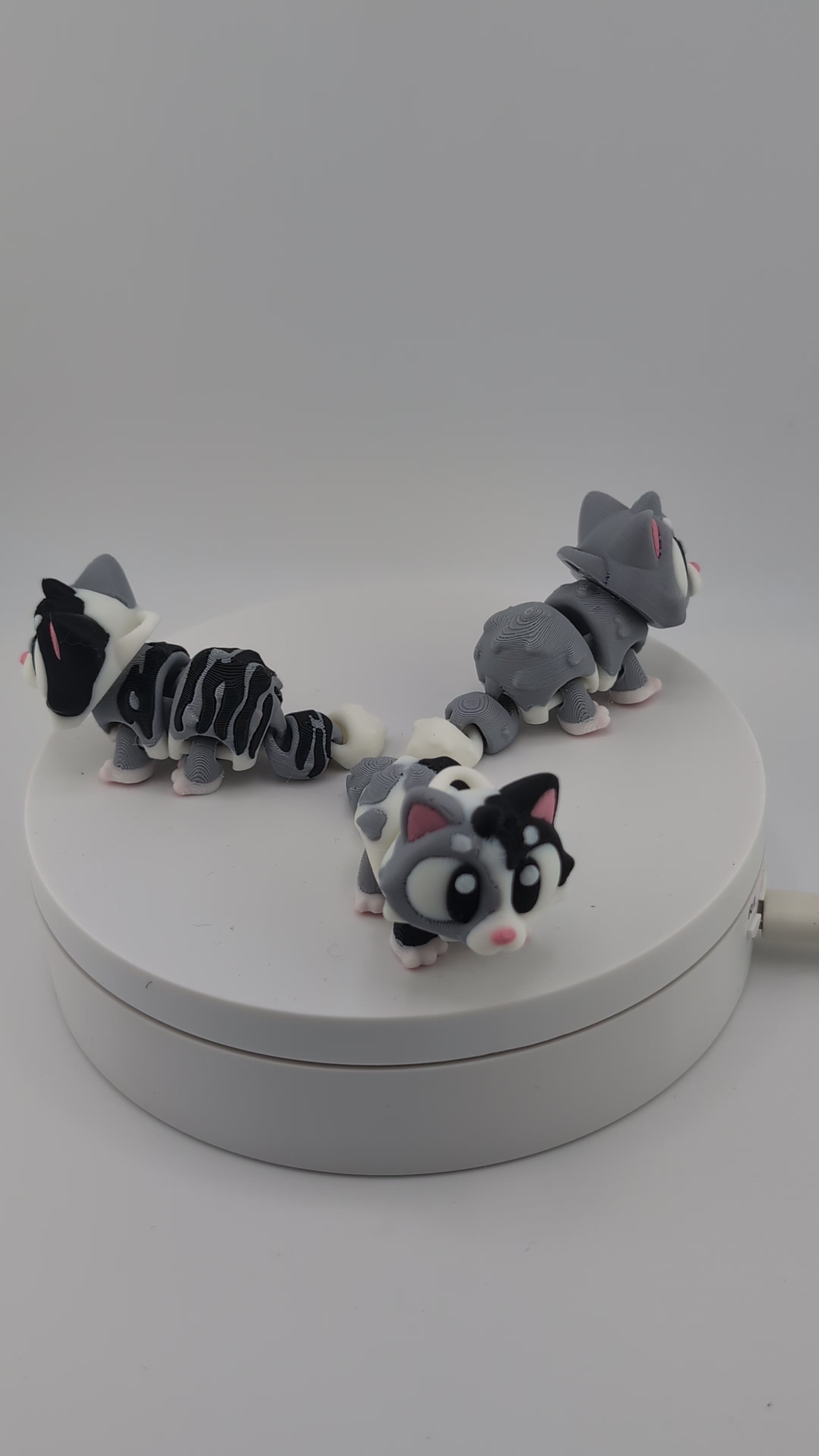 Flexi Cat Keychain Trio – Articulated 3" PLA Fidget Toy