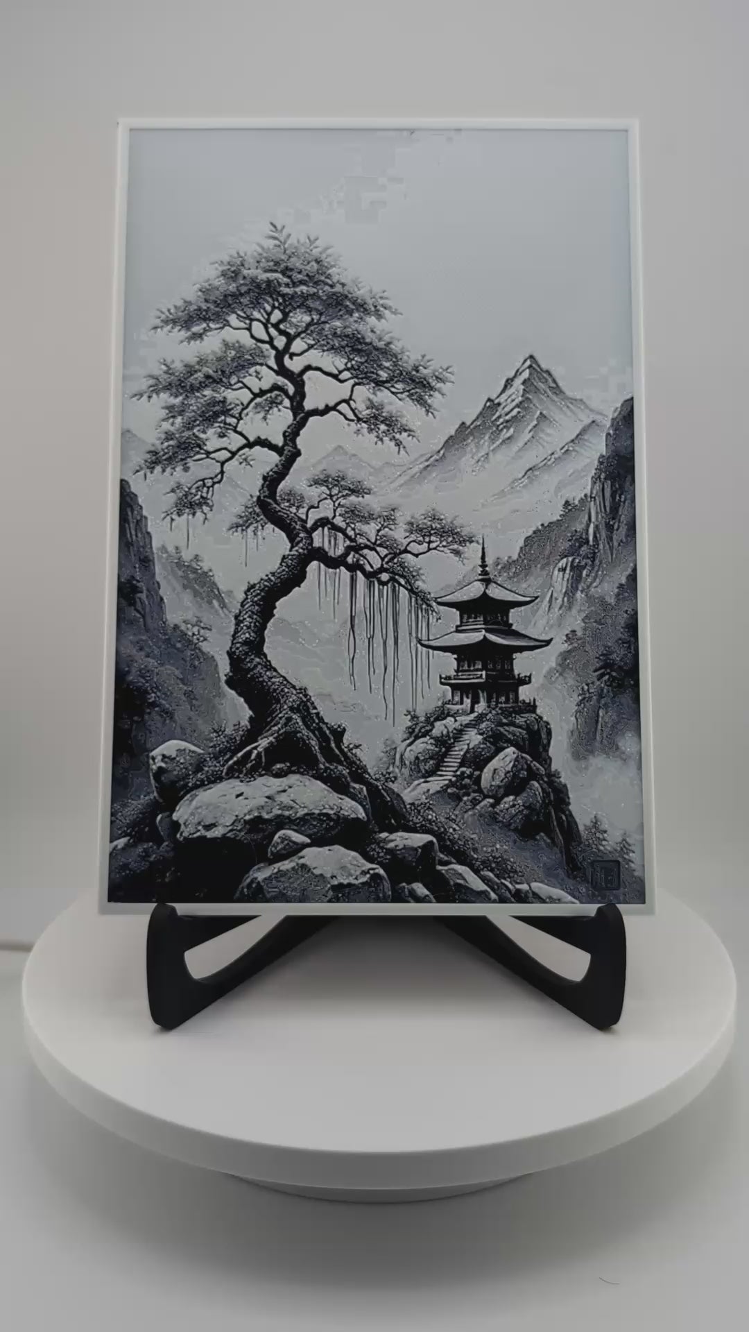 Hueforge Japanese Mountain Pass – Layered 3D Printed Grayscale Art (9.5" x 6.25")