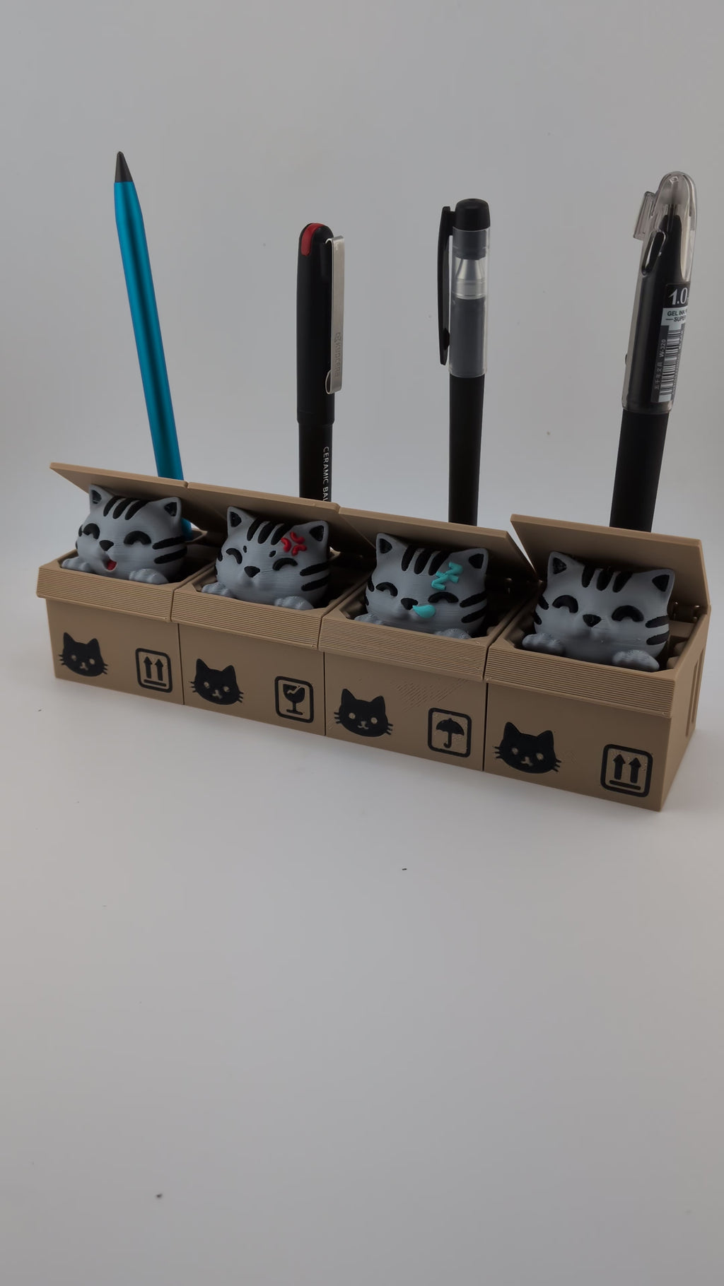 Cat Box Pop-Up Pen Holder Interactive Pop Up Kitty Box Desk Organizer