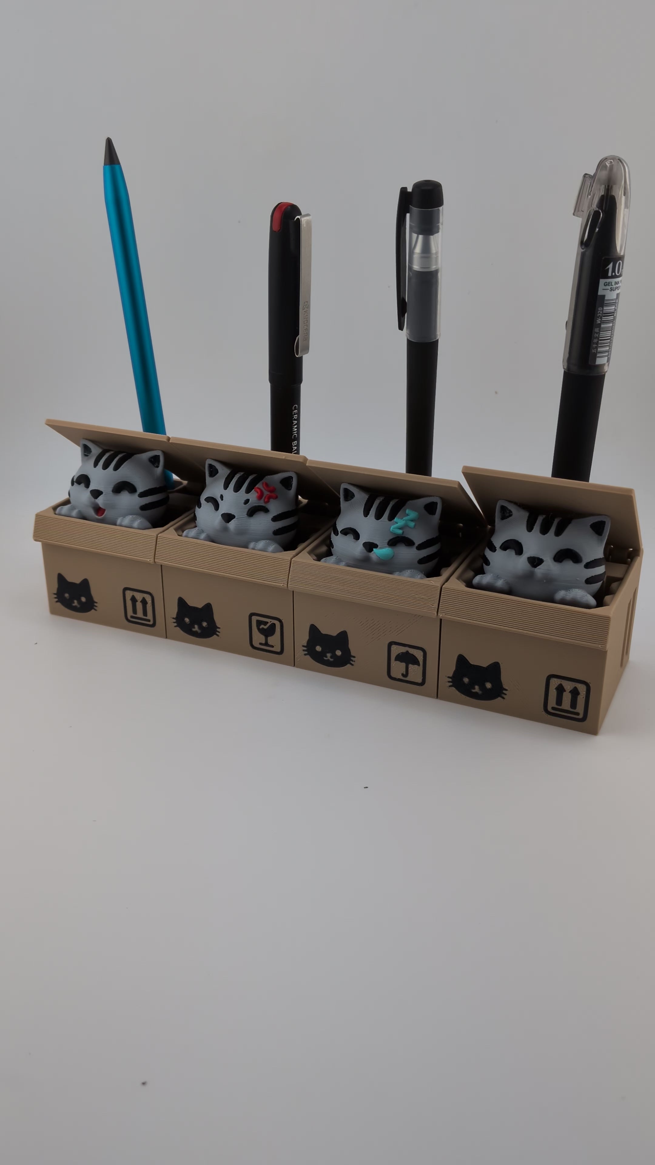 Cat Box Pop-Up Pen Holder Interactive Pop Up Kitty Box Desk Organizer