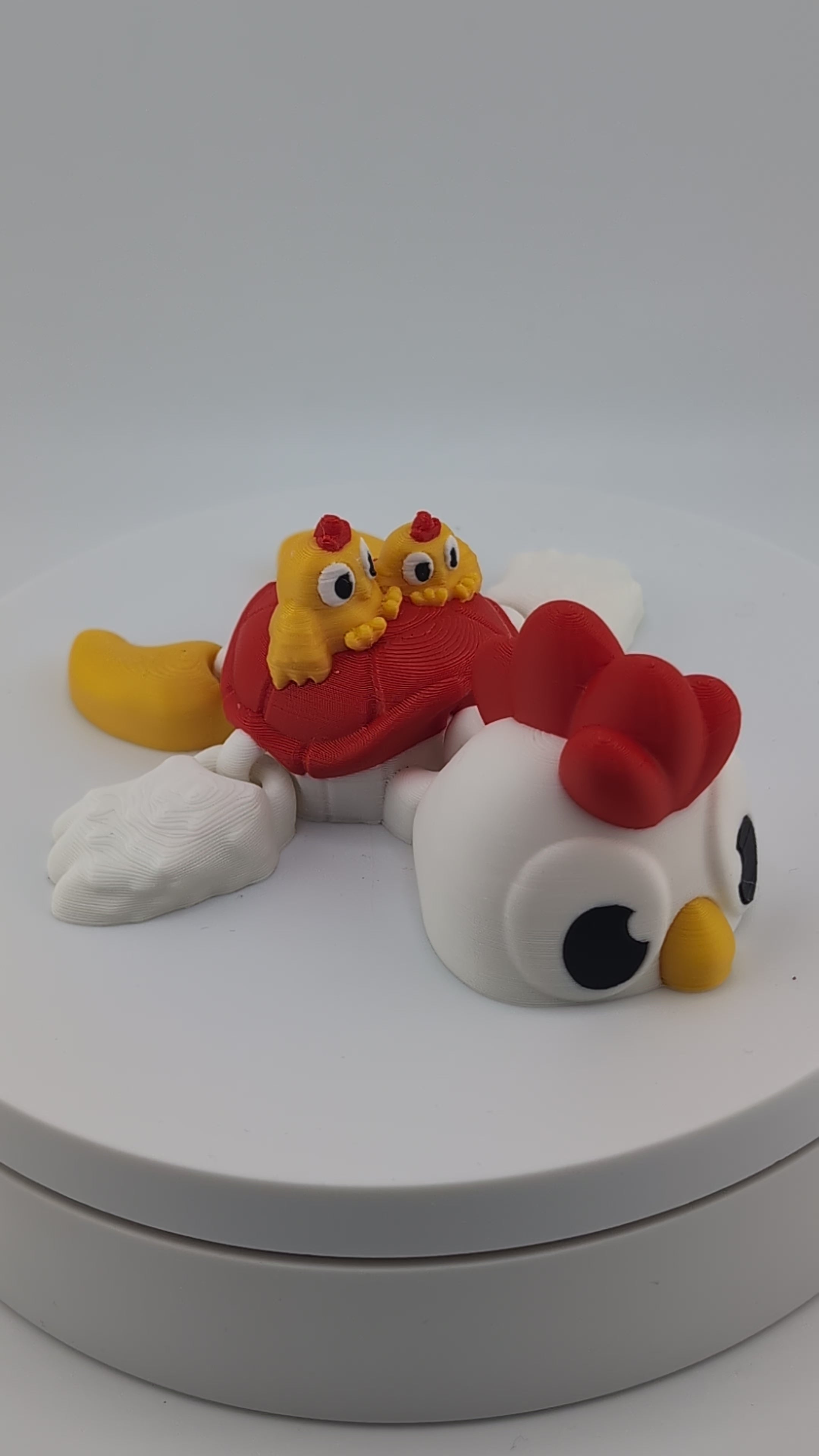 Chicken-Inspired Flexi Turtle with Chicks – 4.12" PLA Toy